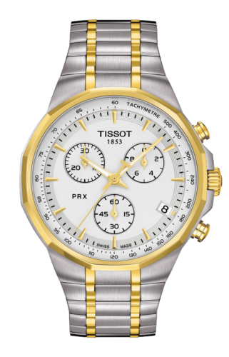 Tissot PRX Chronograph Quartz Stainless Steel / Yellow Gold PVD / Silver